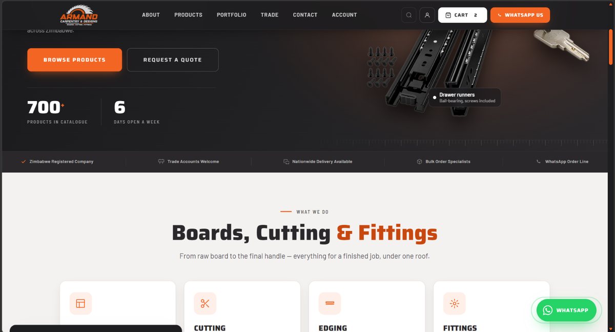 Armand Carpentry & Designs website homepage