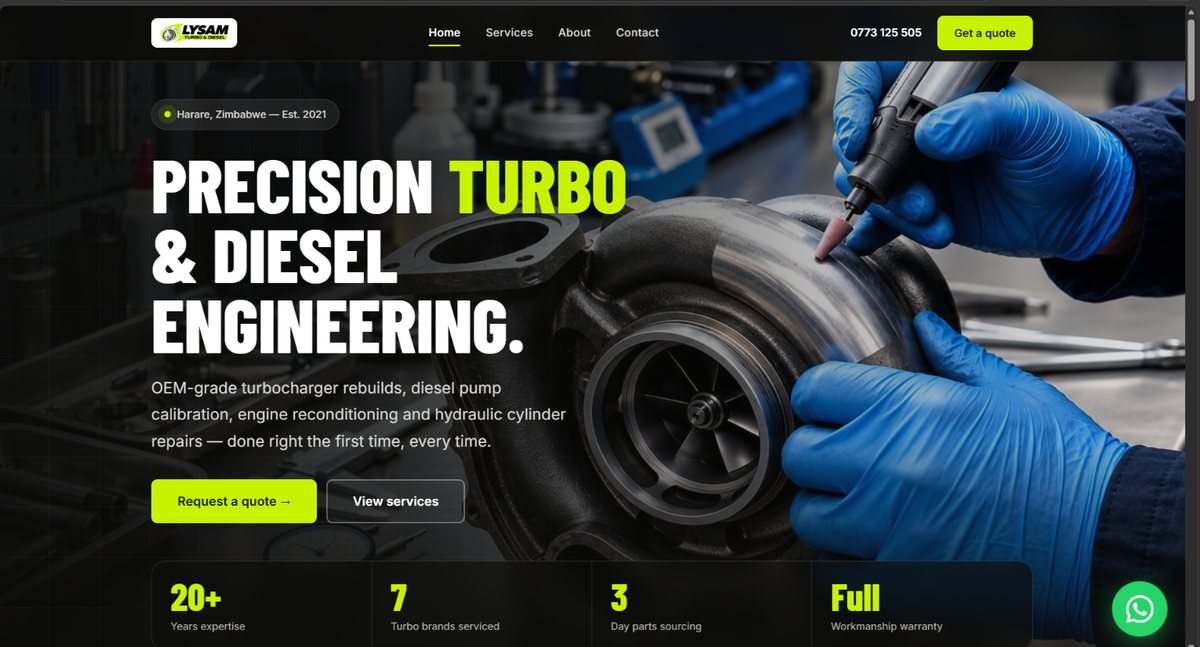 Lysam Turbo & Diesel website homepage